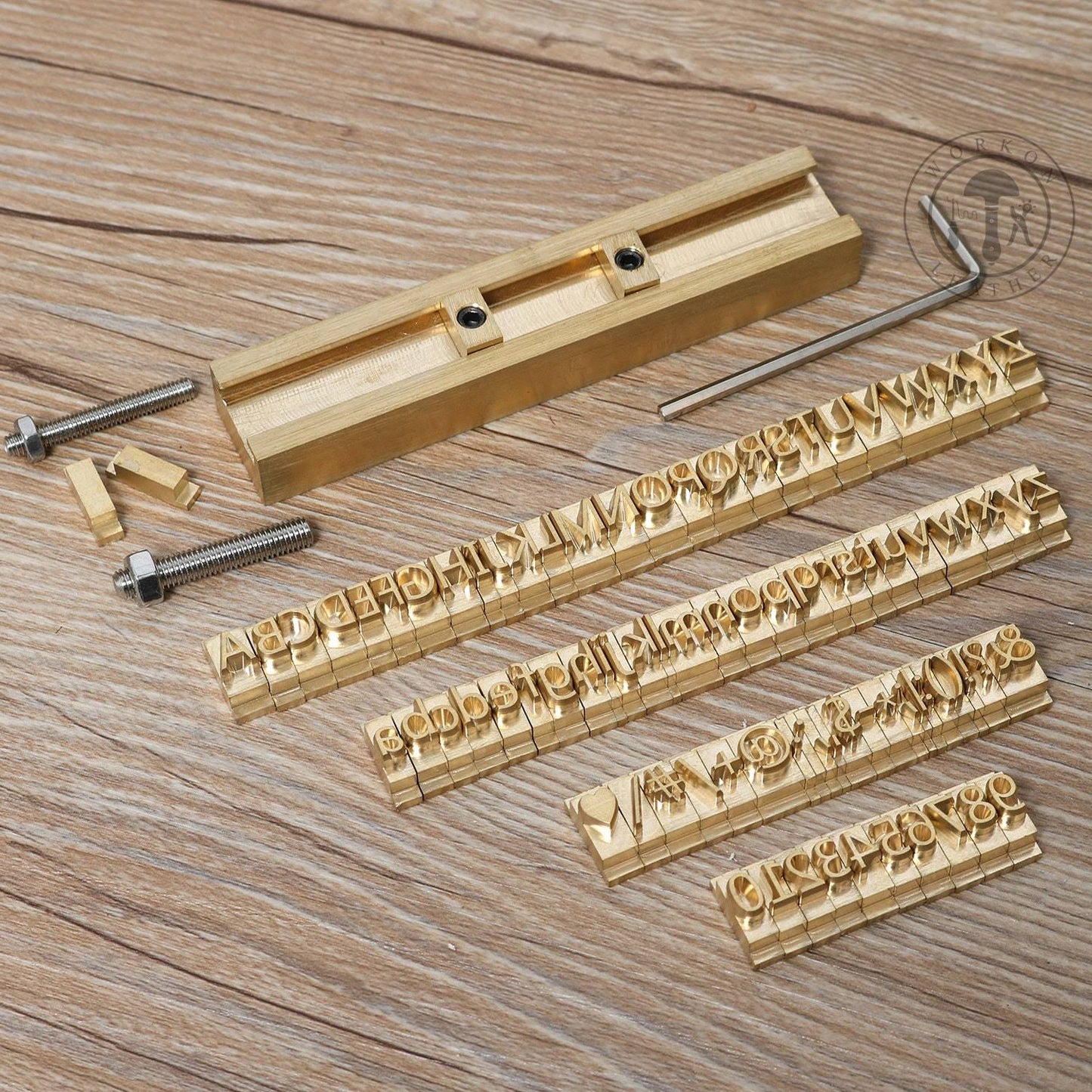 workonleather 83pcs alphabet letter set brass metal stamp mold with upper lower case number symbols 10cm t slot for hot foil stamp initial