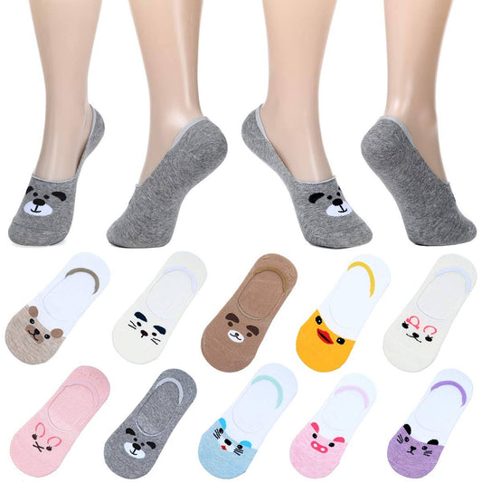 10-pack Women Cute No Show Liner Socks for Flats Slip on Shoes Invisible Hidden Low Profile for Boat Shoe