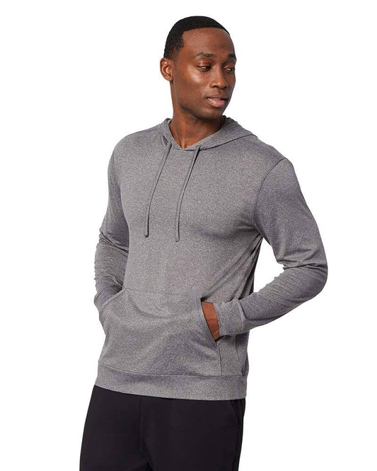 32 Degrees Mens Cool Long Sleeve Hooded T-Shirt Grey Heather / M