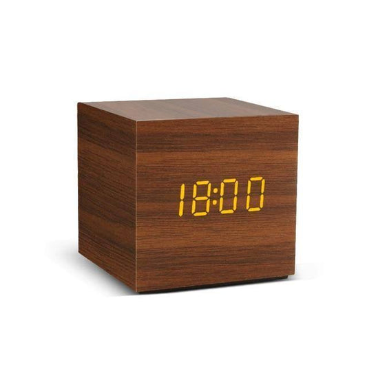 Wooden Cube LED Alarm Clock Sienna / Cube / Time