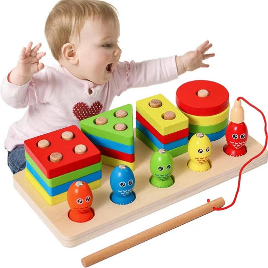 Wooden Sorting Stacking Toys Montessori Toys For Toddlers, Color Recognition Stacker Shape Sorter For Boys Girls, Wooden Shape Sorter Stacker With