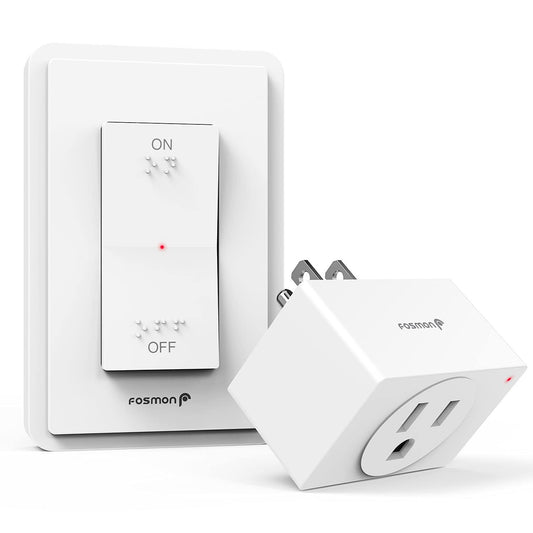 Wireless Outlet Plug with Wall Switch & Braille on and Off Mark-White