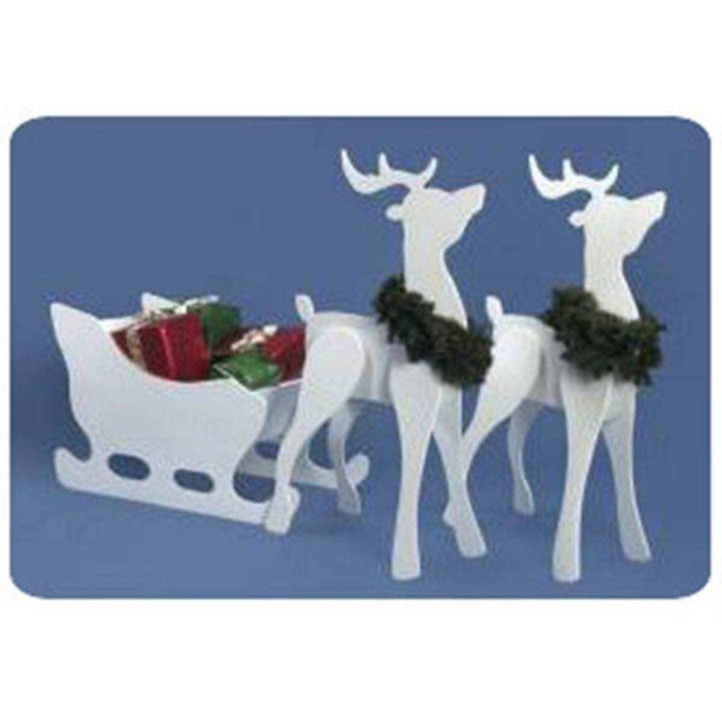 Woodcraft Project Paper Plan to Build Proud Reindeer and Sleigh Combo