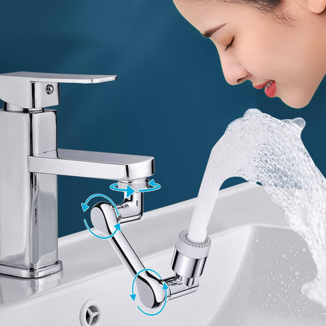 1080° Rotating Faucet Aerator Universal Splash Filter Faucet 1080 Degree Big Angle Swivel Faucet Extender Aerator Kitchen Tap Extend Bathroom Sink