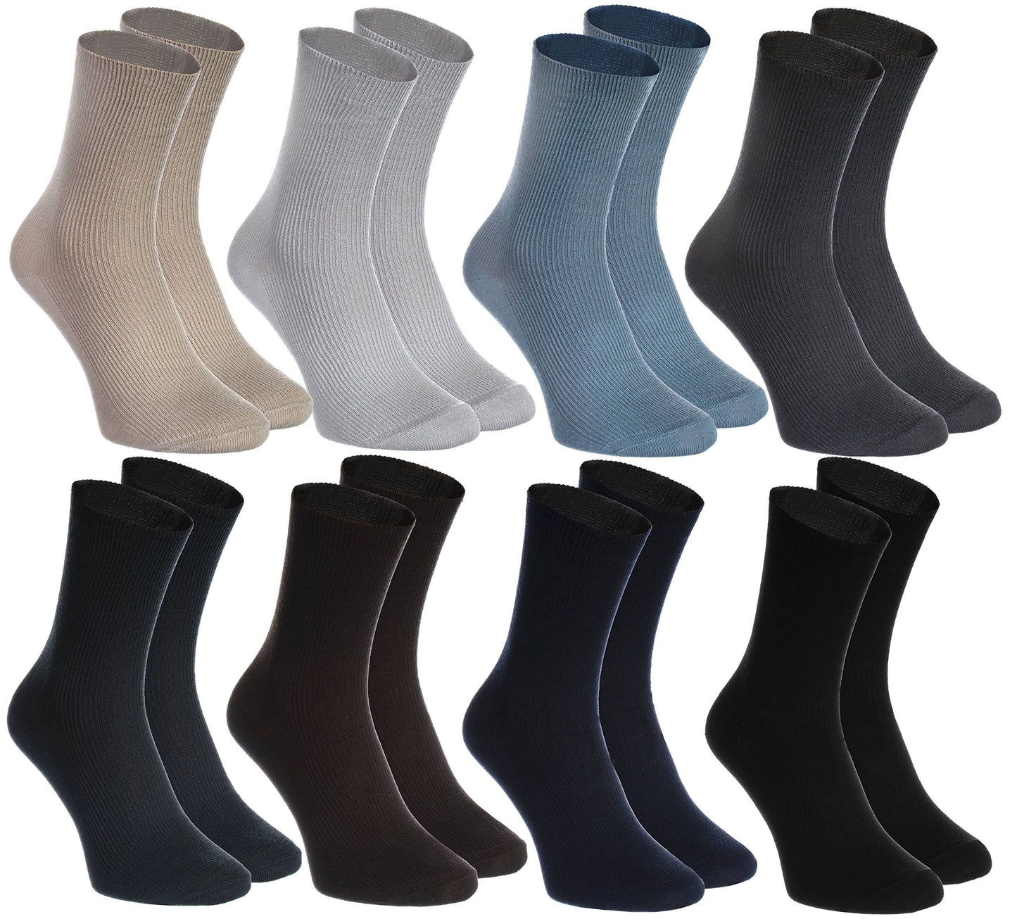 8 Pairs of Diabetic Non-Elastic Cotton Socks for Swollen Feet for Mens & Womens