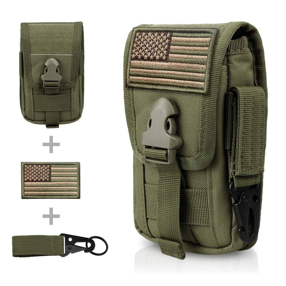 WYNEX Tactical Phone Pouch Molle, Smartphone Holster Bag EDC Utility Cellphone Lock Card Holder Organizer Fit for Waist Belt Case Include Tactical