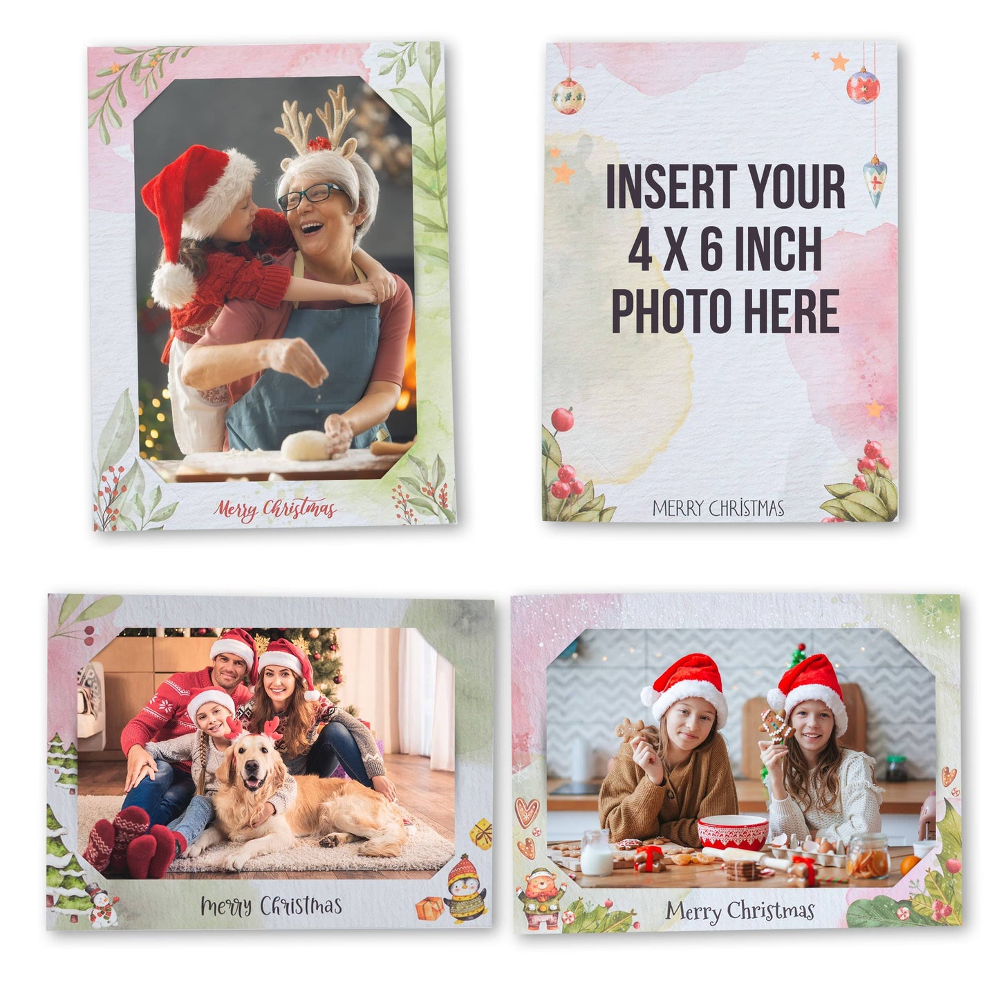 30 Pack Photo Christmas Cards with Envelopes - Photo Holiday Cards Cards Fits 4