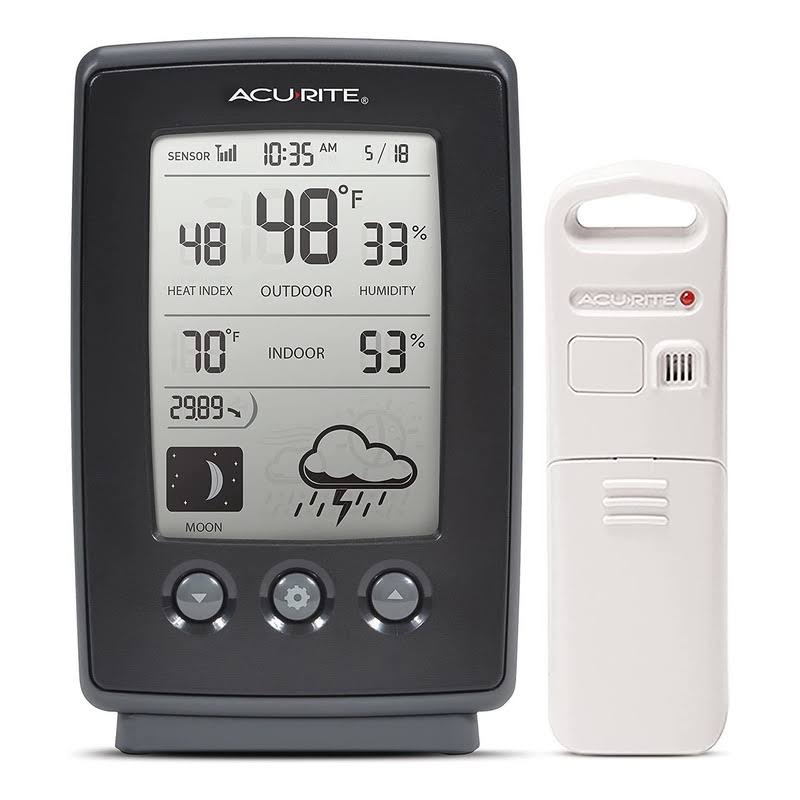 AcuRite 00829 Digital Weather Station with Forecast/Temperature/Clock/Moon Phase, White/Black