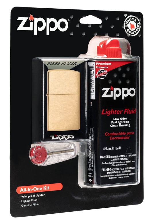 Zippo All-in-One Kit with Black Matte Windproof Lighter