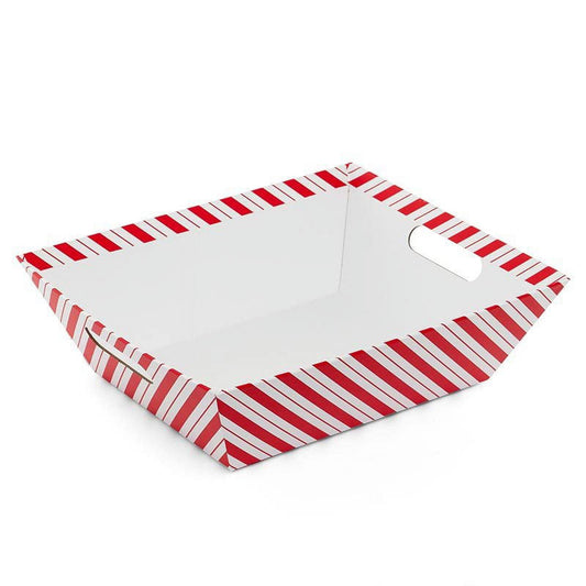 5ea - 12 x 10 x 3-1/2 Red/White Heavy Cardboard Bskt Tray-Pk by Paper Mart