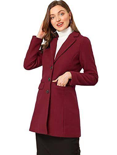 Allegra K Womens Notched Lapel Single Breasted Long Sleeves Winter Overcoat, Size: XS, Green