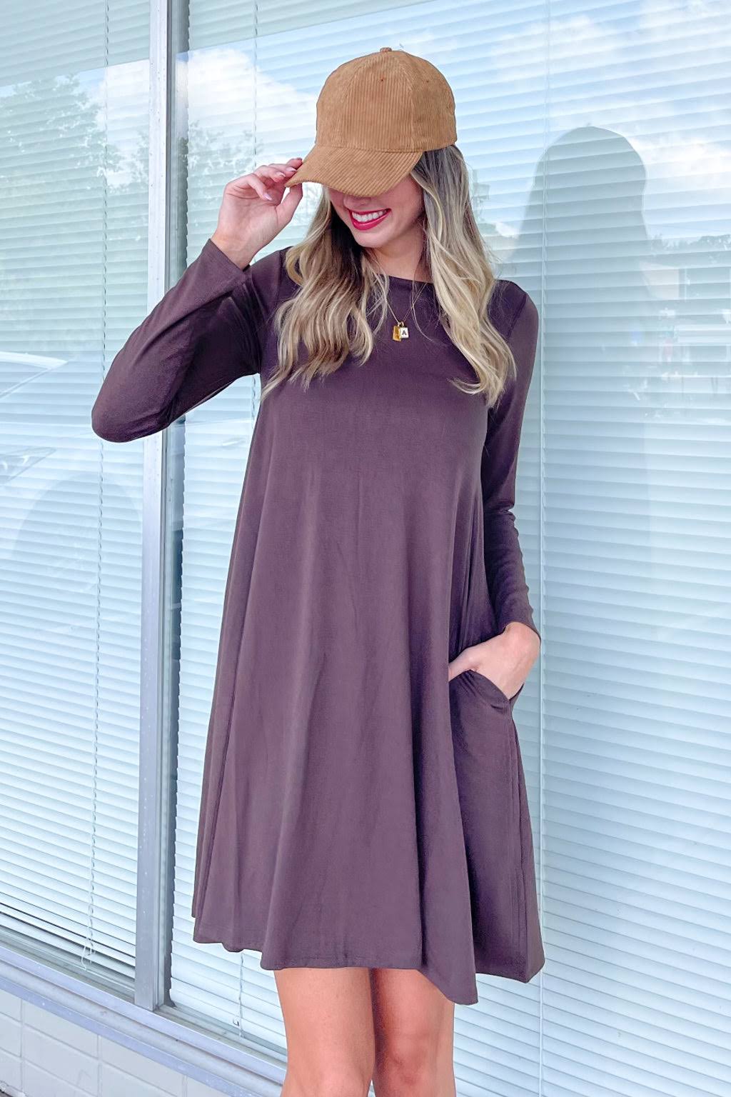 Zenana-Long Sleeve Swing Dress