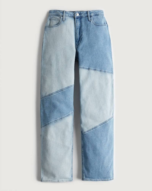 Womens Ultra High-Rise Patchwork Dad Jeans