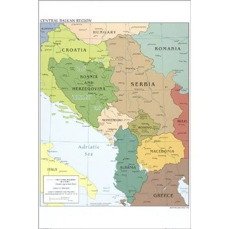 16x24 Poster; Cia Map Of Bosnia Croatia Serbia Kosovo Albania Macedonia Montenegro 2008, Size: 16 x 24