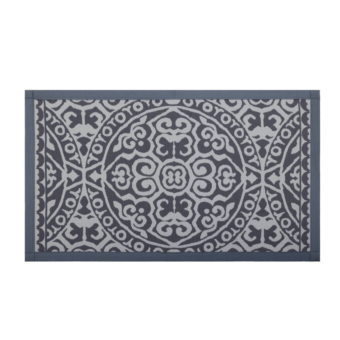 34 x 20 Vintage Print Comfort Kitchen Rug Blue - Threshold