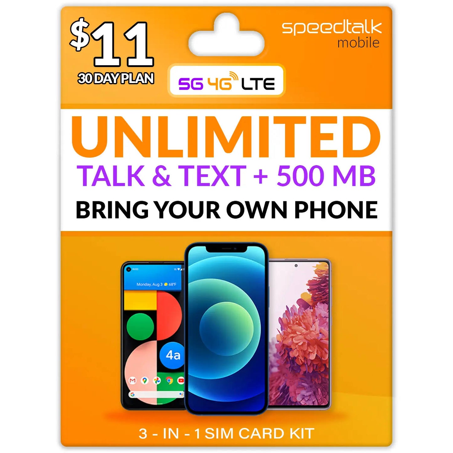 $11 A Month Unlimited Talk & Text Phone Plan With 500MB Data SIM Card