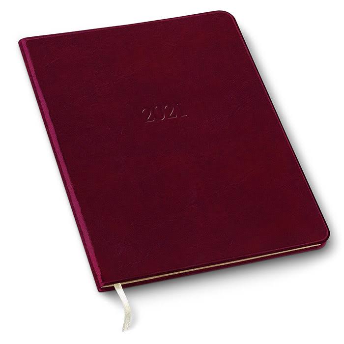 2021 Leather Large Monthly Planner - Acadia Burgundy