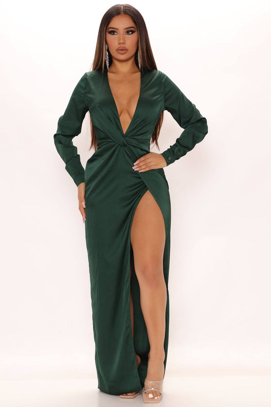 Womens Fashion Nova Sugar Free Satin Maxi Dress