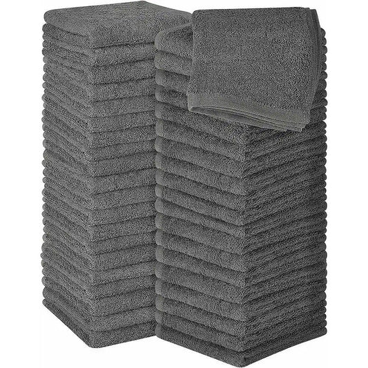 12 in. x 12 in. Gray Microfiber Washcloths (48-Pack)