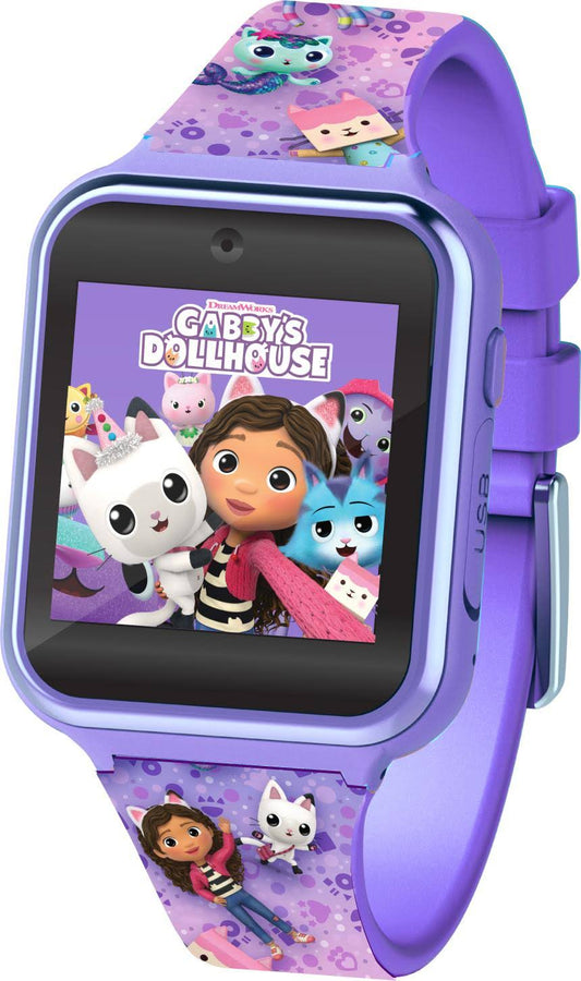 Accutime Kids Gabbys Doll House Purple Educational Touchscreen Smart Watch Toy for Girls, Boys, Toddlers - Selfie Cam, Learning Games, Alarm,