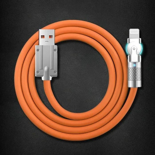 180° Rotating Fast Charge Cable Orange-47.2inch-IPhone