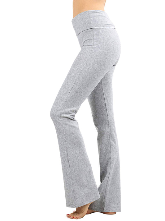 Zenana Premium Cotton Fold Over Yoga Flare Pants