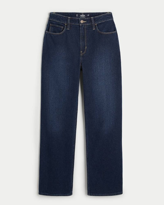 Womens Ultra High-Rise Dark Wash Dad Jeans