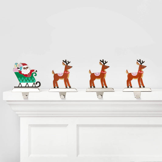 Wondershop 4pk Santa with Reindeer Christmas Stocking Holder