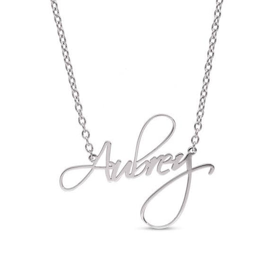 Zales Large Script Name Necklace in Stainless Steel