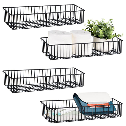 Wetheny Farmhouse Decor Metal Wire Organizer Storage Basket Bin (1 Pack) -Toilet Paper Storage - Organization and Storage for Bathroom, Kitchen