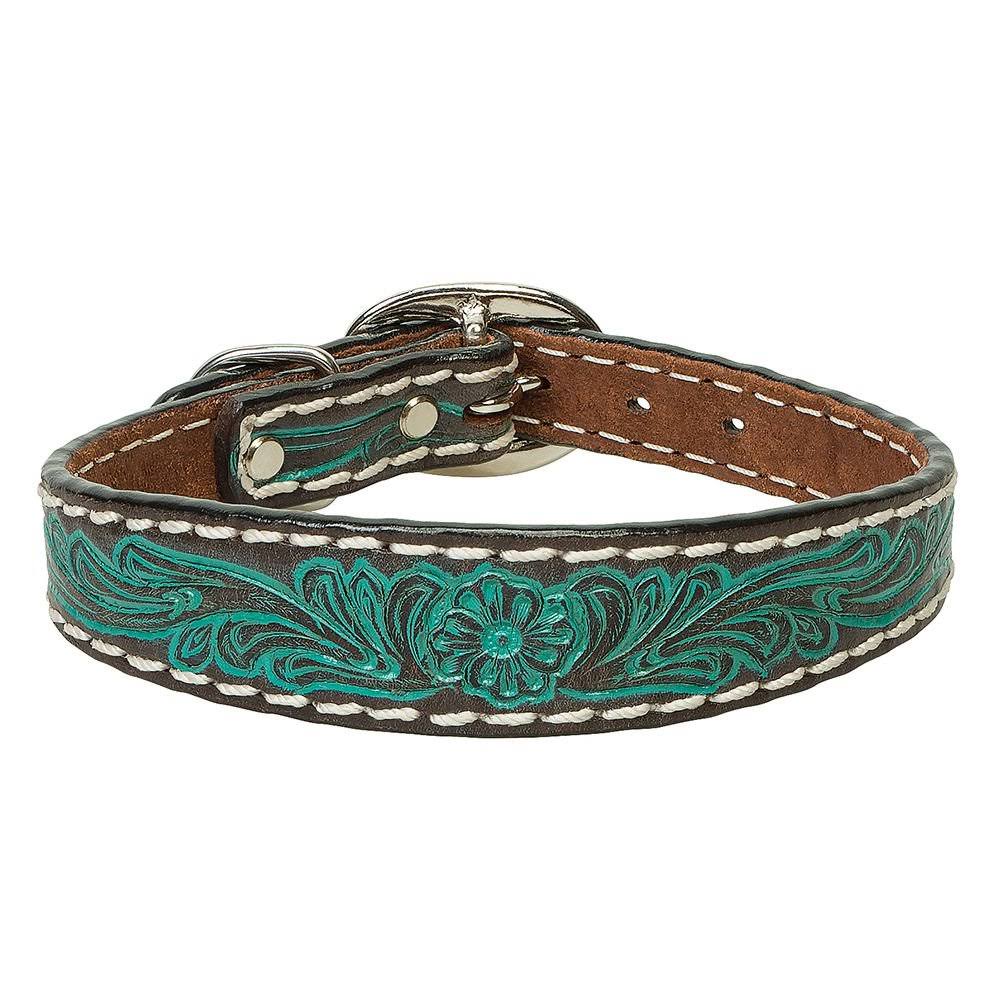 Weaver Carved Turquoise Flower Dog Collar