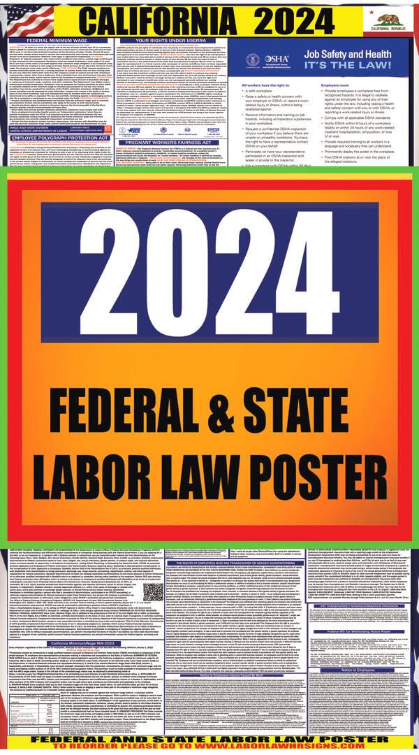 2024 California State and Federal Labor Law Poster - CA