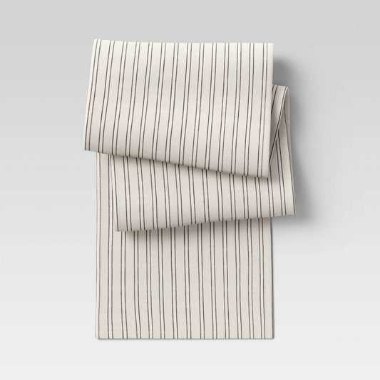 90 x 20 Cotton Striped Table Runner Natural - Threshold