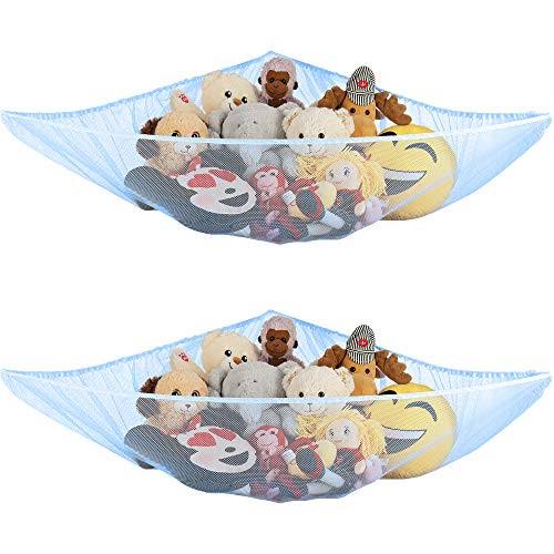 Ziz Home Stuffed Animal Hammock 2 Pack Nursery and Playroom Toy Storage Net Organizer for Plush Toys Kids Bedroom D Cor Rip-Resistant Stuff Animals