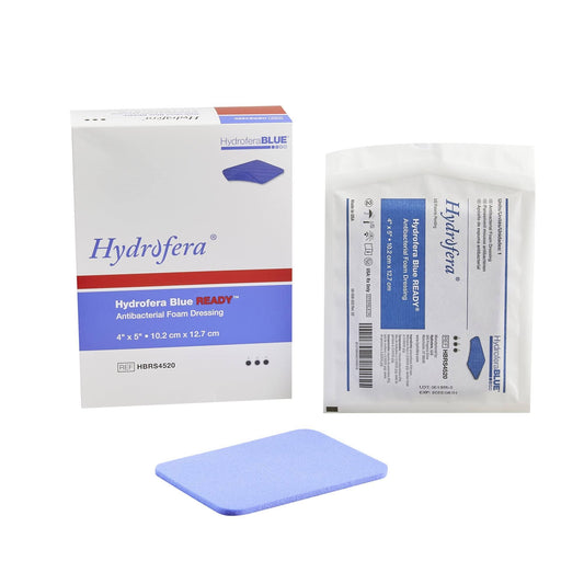 * Hydrofera HBRS4520 Blue Antibacterial Foam Dressing - Box of 10