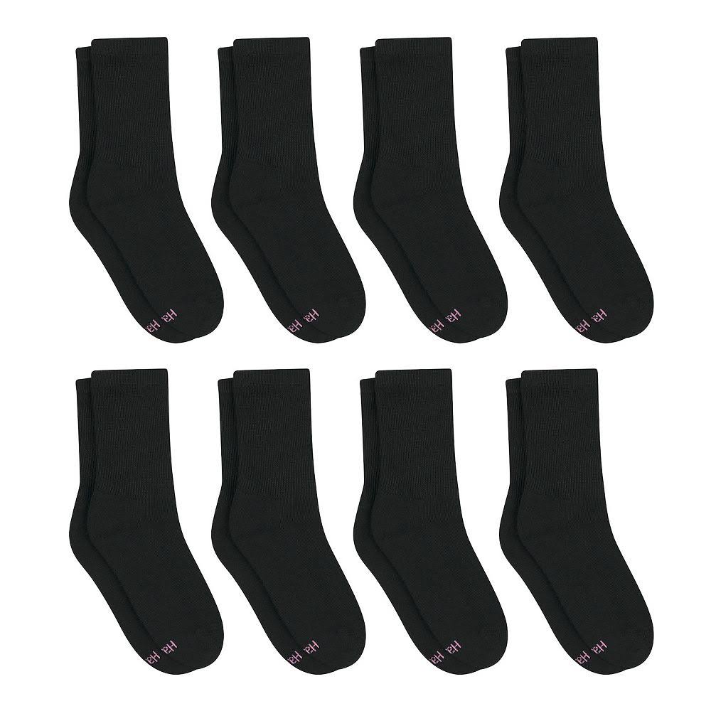 Womens Hanes Ultimate Cool Comfort 8-Pack Cushioned Crew Socks HWUCC8, Size: 9-11, Black