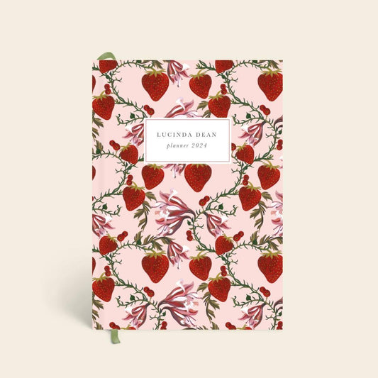 2024 Planner Strawberry Floral Pink - Pink - Customized Planners