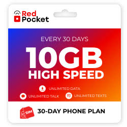 10GB LTE + Unlimited Everything Plan By Red Pocket Mobile + Phone SIM Card by Red Pocket Mobile