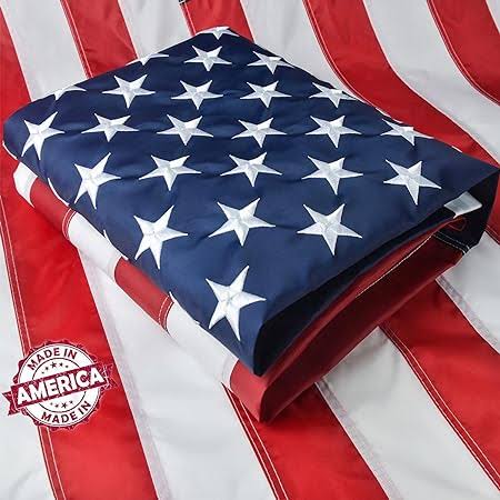 2x3 American Flag Outdoor Heavy Duty, 100% Made in USA, US Flag 2x3 ft, USA Flag with Embroidered Stars and Sewn Stripes Brass Grommets