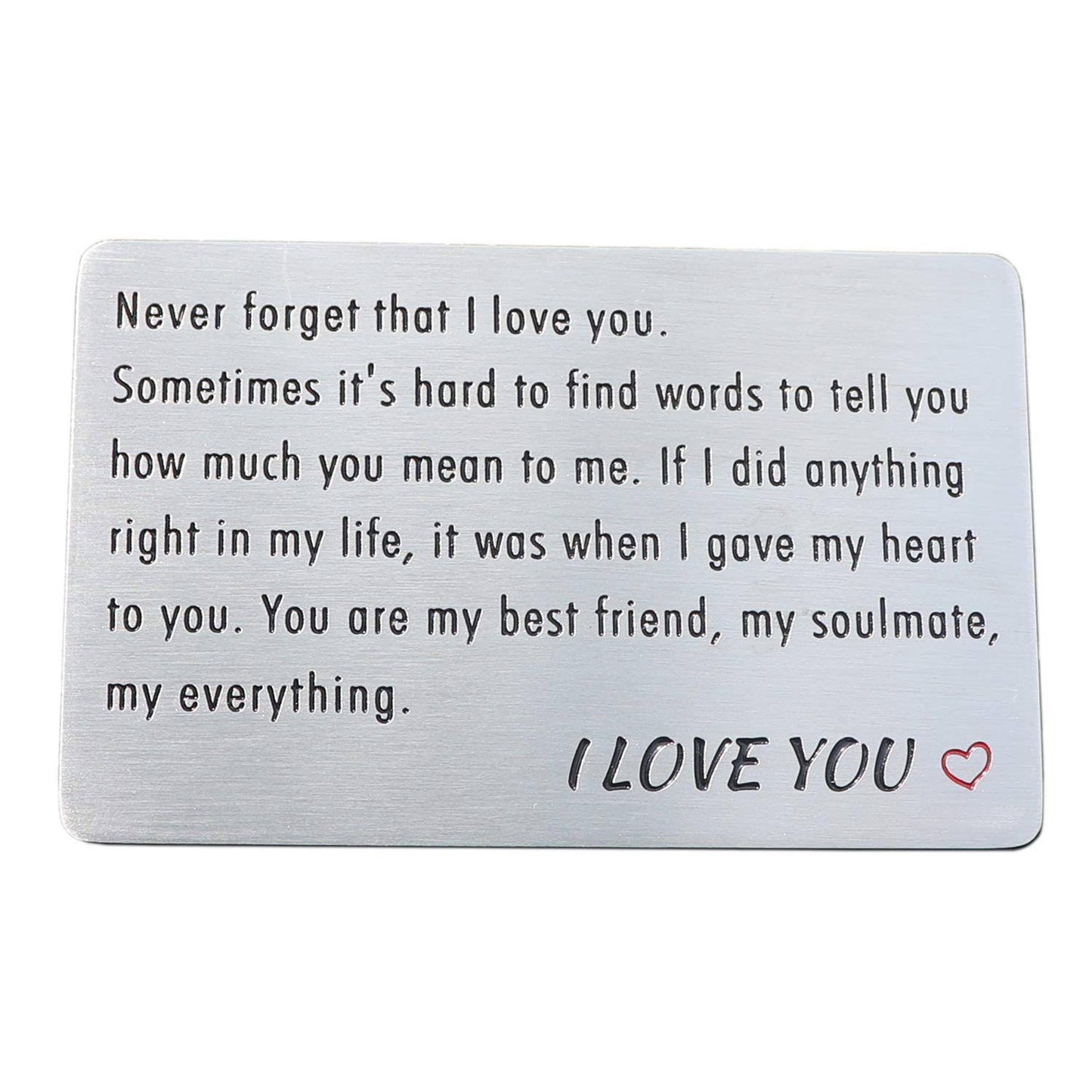 XYBAGS Engraved Wallet Card Insert, Stainless Steel Wallet Cards, Anniversary Gifts from Wife for Husband Men Boyfriend, Mens, Size: One size, Silver