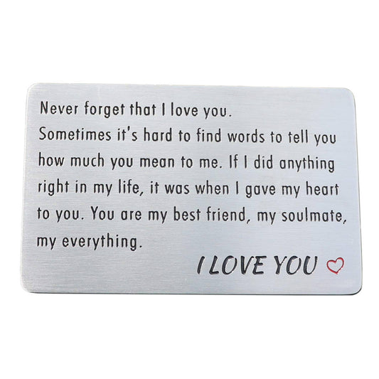 XYBAGS Engraved Wallet Card Insert, Stainless Steel Wallet Cards, Anniversary Gifts from Wife for Husband Men Boyfriend, Mens, Size: One size, Silver