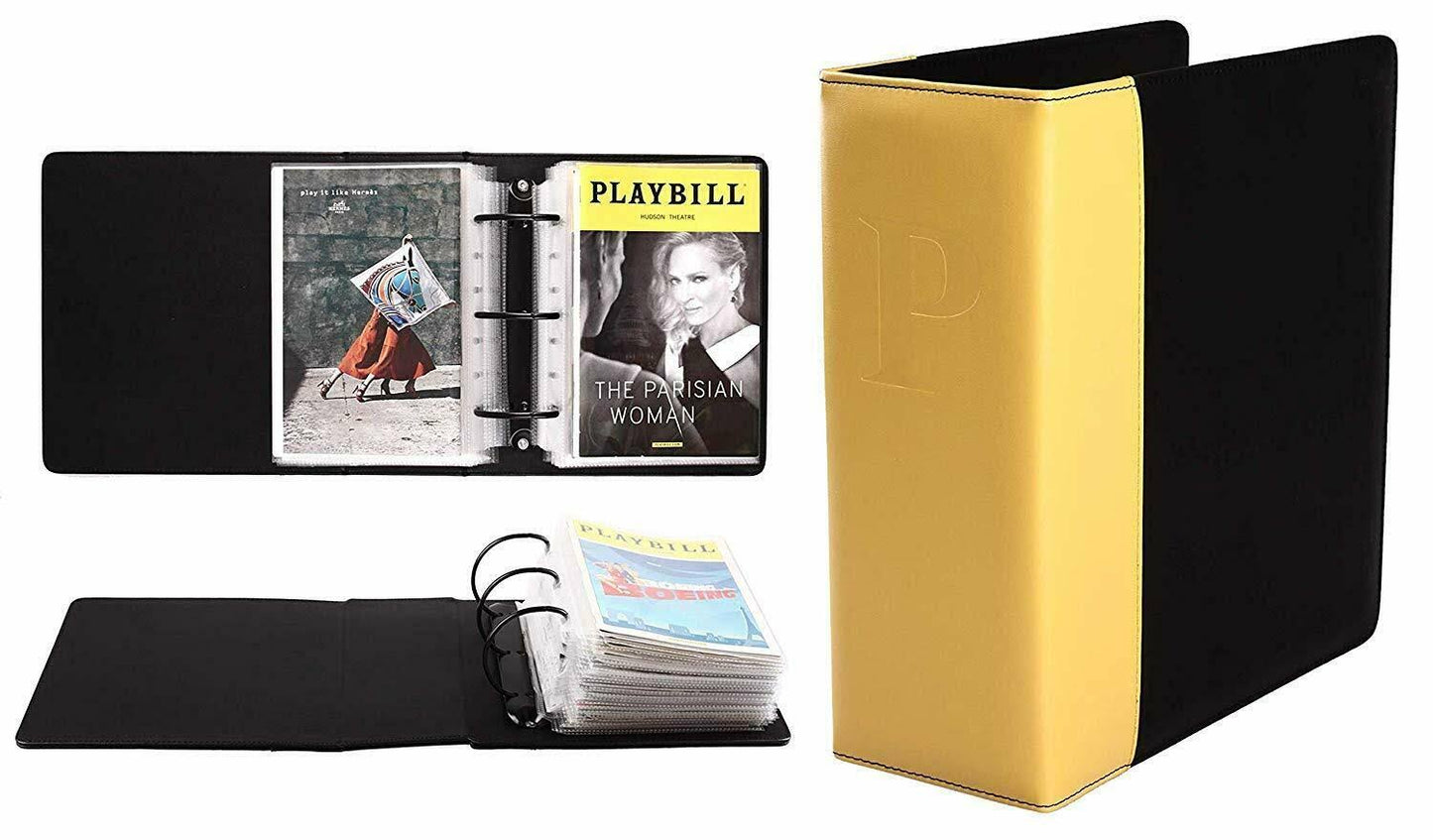 2fold Supply Broadway Play Program and Theater Playbill Binder with 30 Custom Sheet Protectors - PU Leather - Fits Playbills from Mid 1980s to Modern