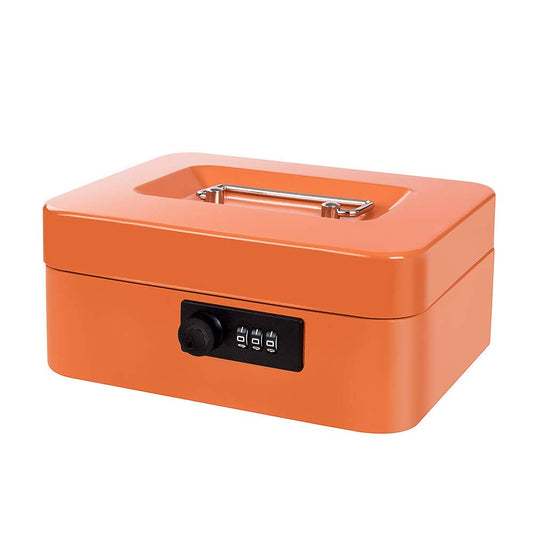 Xy-firestar Cash Box with Money Tray and Combination Lock Metal Money Box with Cash Tray Portable Change Lock Box 787 x 63 x 354 Inches Orange