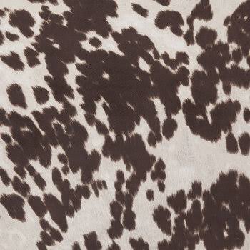 White & Brown Cow Print Suede Fabric