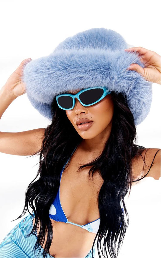 Womens Faux Fur Fluffy Bucket Hat