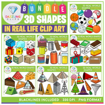 3D Shapes in Real Life Clip Art BUNDLE