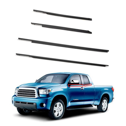 4pcs Car Door Glass Weatherstrip Belt Kit Exterior Window Moulding Trim Seal Compatible with 2007-2020 Toyota Tundra Double Cab replaces 68160-0C020