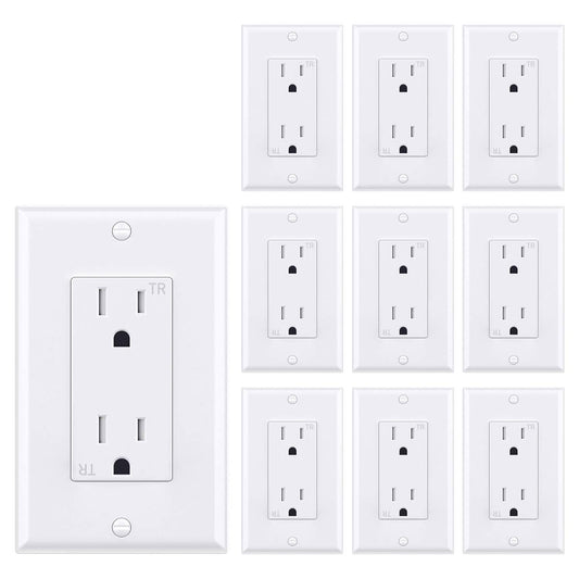 WEBANG Decorator Electrical Wall Outlet Black Tamper-Resistant Duplex Receptacle Residential Grade 3-Wire Self-Grounding 2-Pole 15A 125V ETL