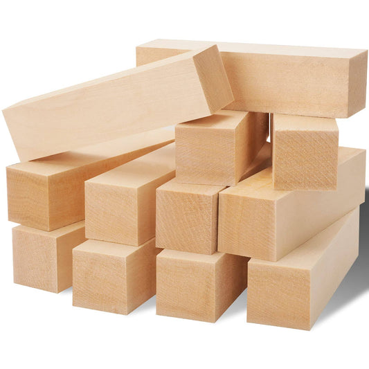 YIPLED 12 Pack Unfinished Basswood Carving Blocks Kit, Rectangular Wooden Blocks for DIY Carving, Crafting and Whittling for Adults Beginner and