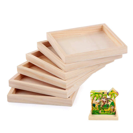 6 Pack Unfinished Small Wood Serving Tray for Crafts Projects DIY Wooden Trays Bulk Blank Wood Canvas Panel Boards Unfinished Wood Signs for